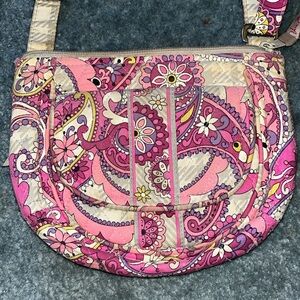 Vera Bradley Crossbody Purse Pink & Gray Paisley
Meets Plaid Shoulder Bag